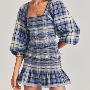 Loveshackfancy Stanley dress. Plaid ruched mini small